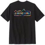 Patagonia Men's Unity Fitz Responsibili-Tee in black with rainbow mountain logo