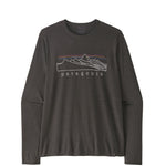 Patagonia Long-Sleeved Capilene Cool Trail Shirt in Ink Black with Stratapeaks graphic