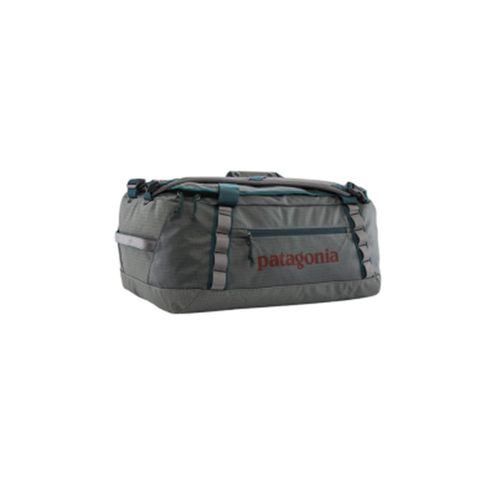 Patagonia Black Hole Duffel bag in noble grey with orange logo