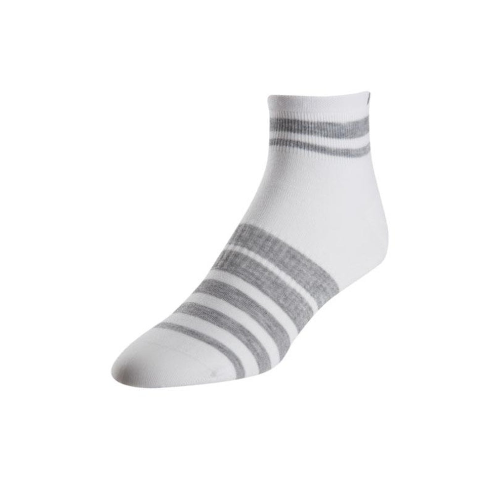 Pearl Izumi women's low ankle sock in white with gray horizontal stripes