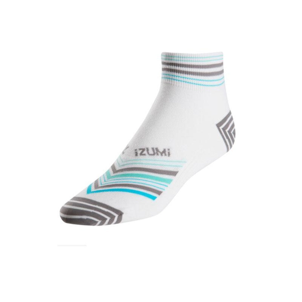 Pearl Izumi women's elite low sock in white with blue gray stripes