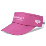Pink Headsweats pickleball visor with white text and logo on clean background