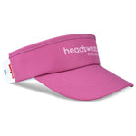Pink Headsweats visor with white logo and pickleball branding on clean background