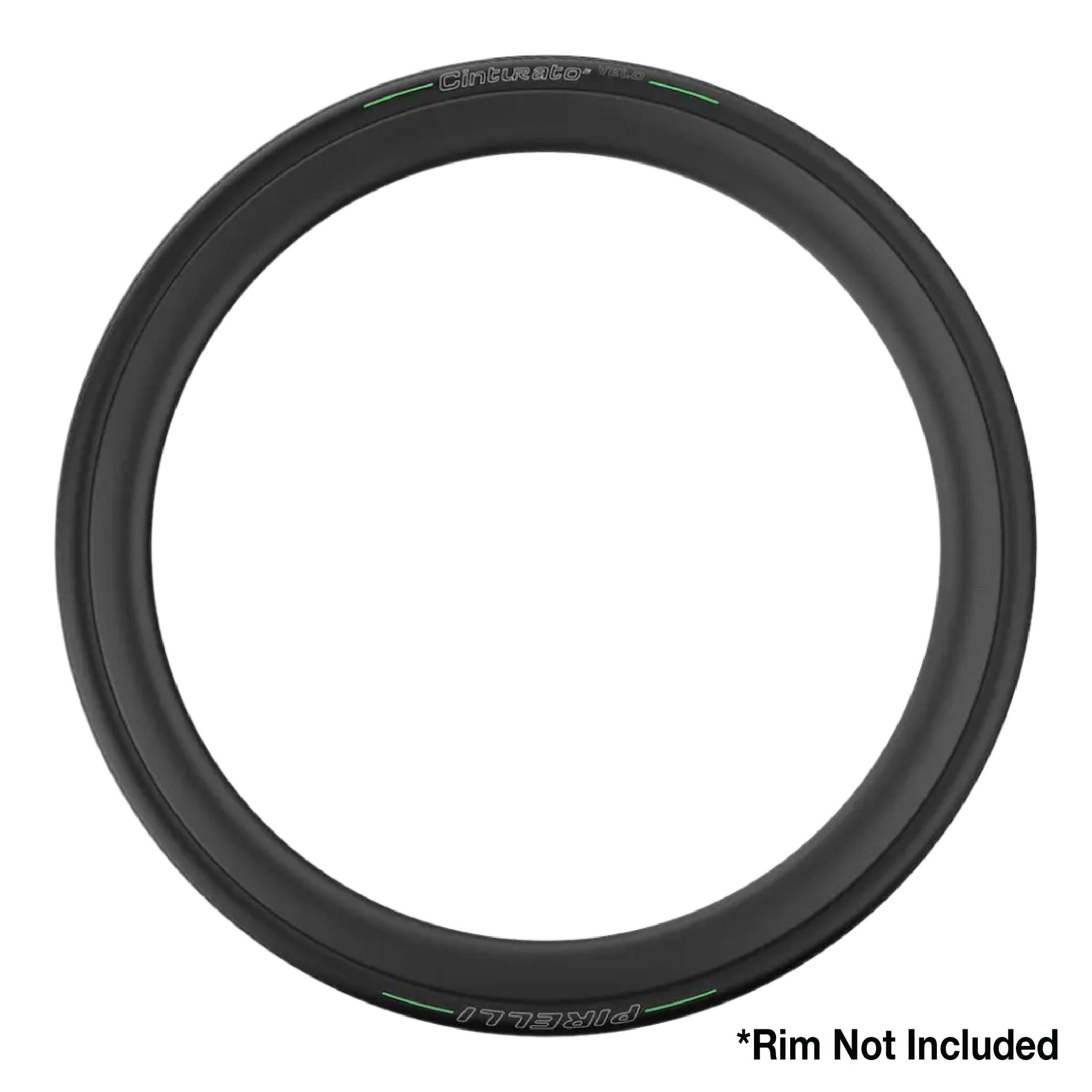 Pirelli Cinturato Velo TLR black bicycle tire with green accent stripes