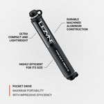 Lezyne Pocket Drive mini bike pump in matte black with knurled grip handle