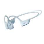 Shokz OpenRun Pro 2 bone conduction headphones in mini-silver color on white background