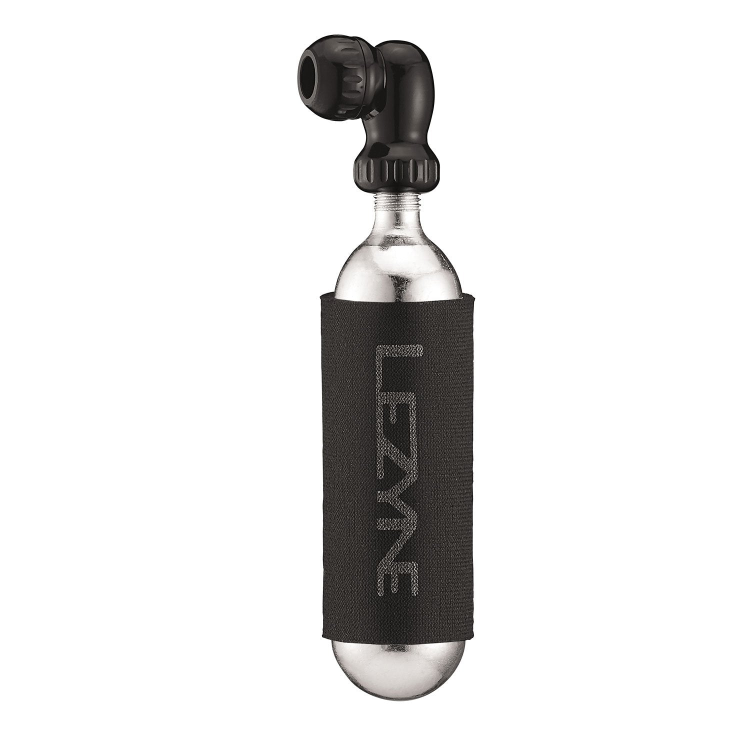 Lezyne CO2 inflator kit with silver cartridge and black fabric sleeve