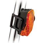 Lezyne Laser Drive Rear bicycle light in black with amber lens mounted on seatpost
