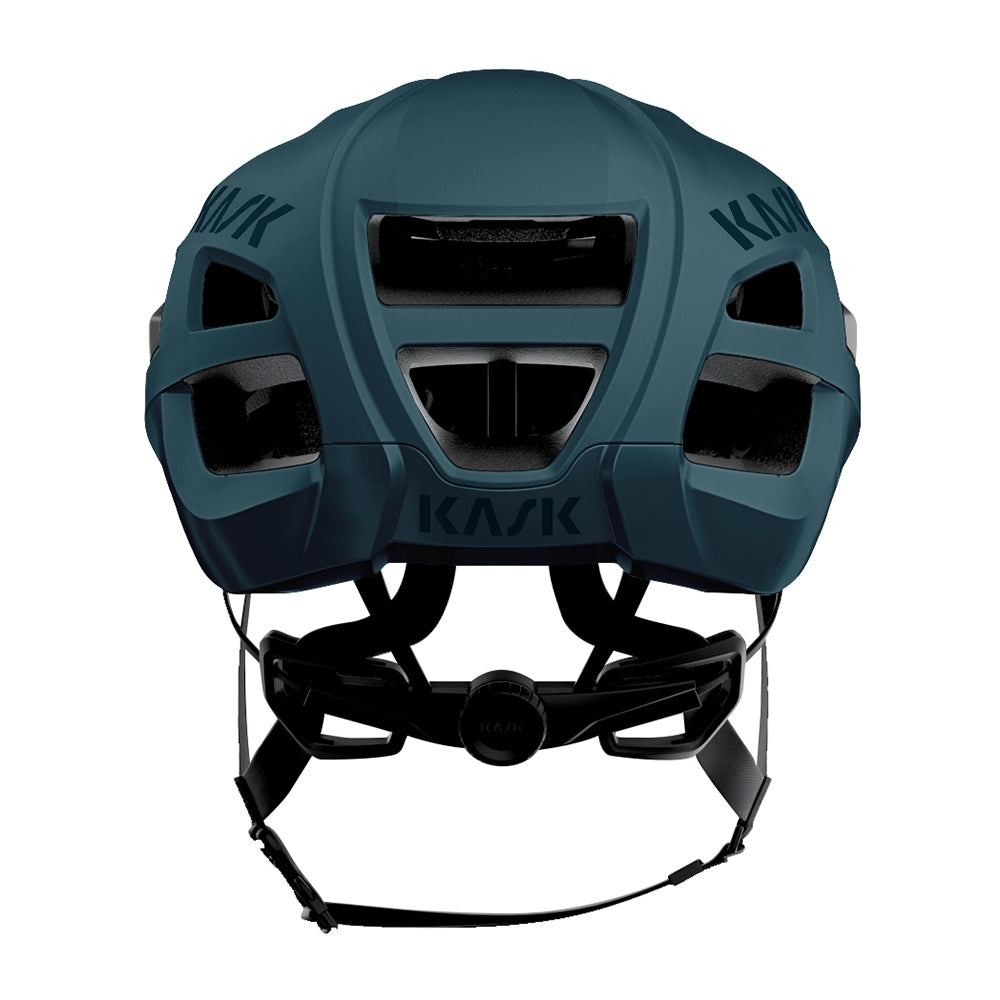 KASK Protone Icon cycling helmet in dark forest green matte finish, rear view