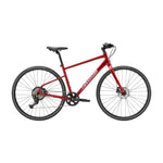 Cannondale Quick 3 hybrid bike in metallic red with disc brakes