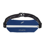Fitletic Race II Number Belt in navy blue with reflective white zipper and branded strap