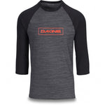 Dakine long sleeve rashguard in black heather with raglan sleeves and red logo