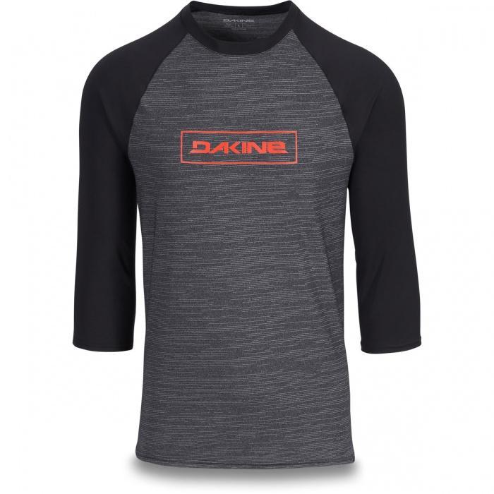 Dakine long sleeve rashguard in black heather with raglan sleeves and red logo