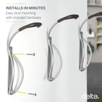 Delta grey bike wall mount rack with installation hardware shown