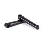 Radio bike cranks in glossy black finish on white background
