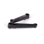 Radio Destro Light bicycle cranks in glossy black finish on white background