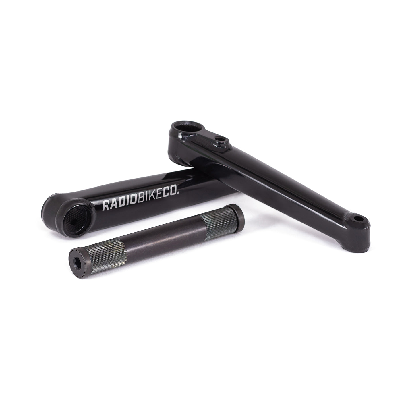 Radio Destro Light bicycle cranks in glossy black finish with spindle