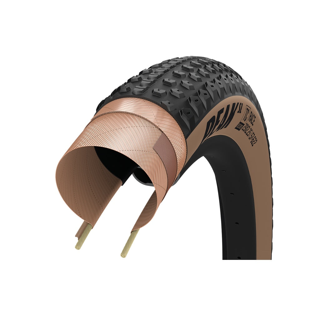 Goodyear Peak SL Race tubeless bicycle tire cutaway showing internal construction