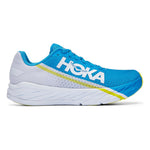Hoka Rocket X running shoe in blue glass and evening primrose colorway
