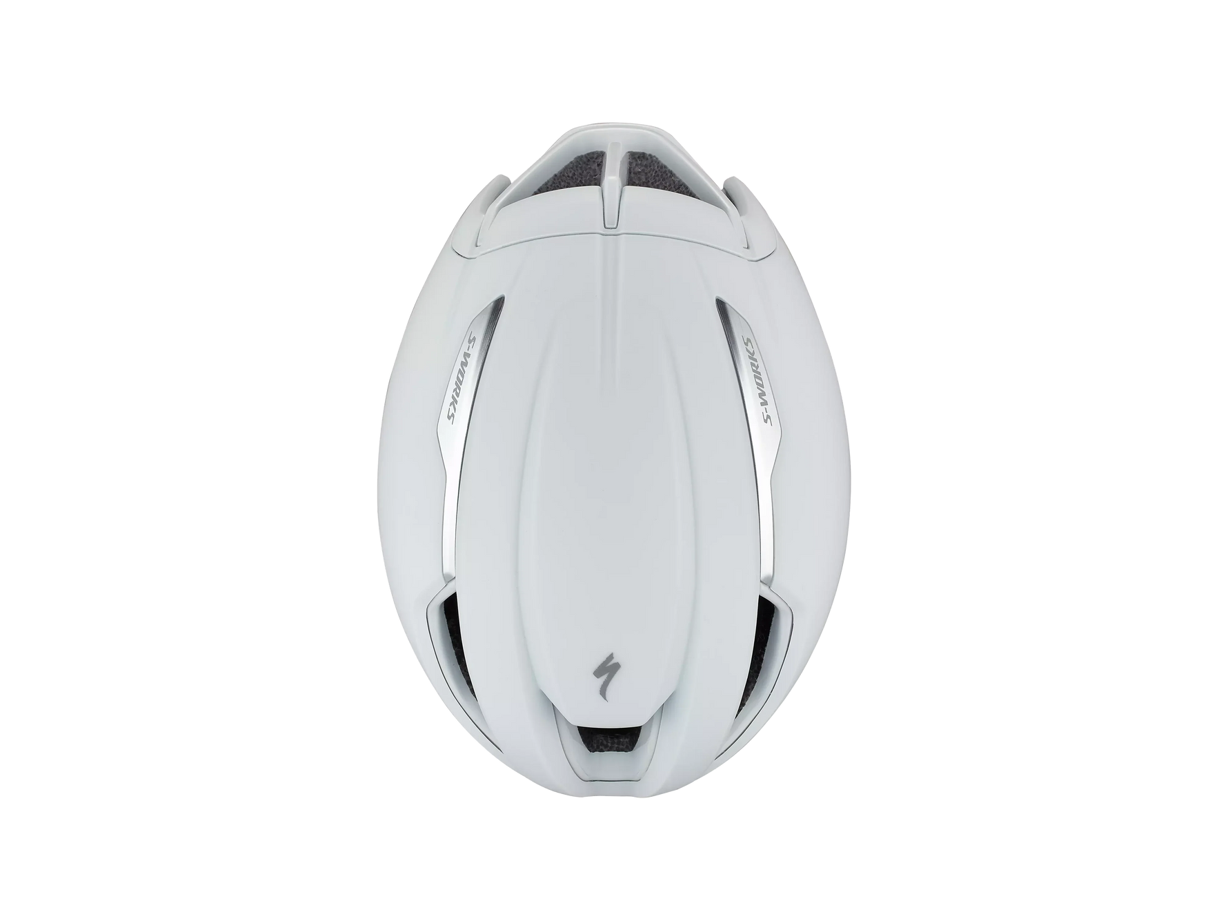 Specialized S-Works Evade 3 white cycling helmet top view on clean background