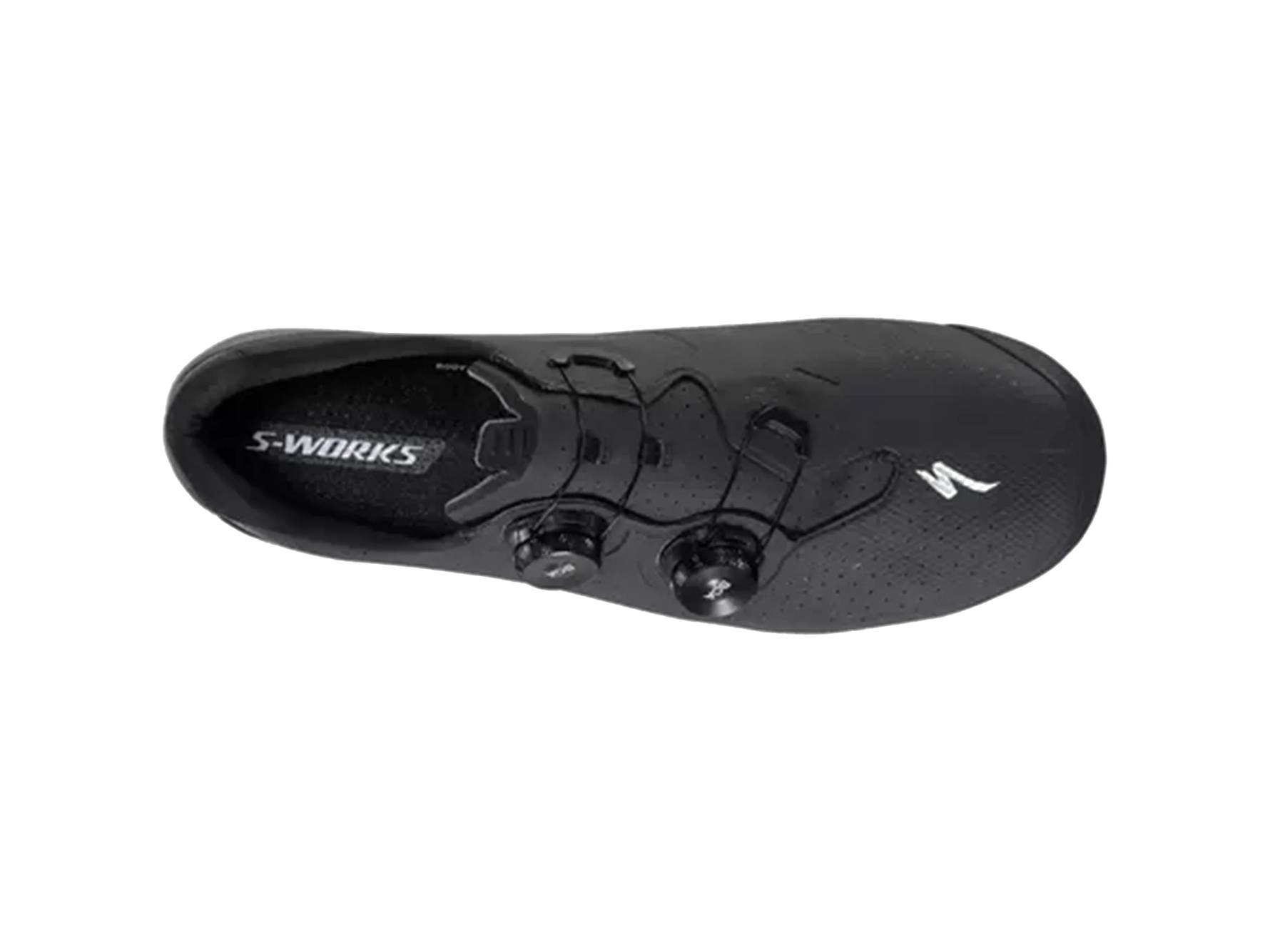 Specialized S-Works black cycling shoe with dual BOA dials and clean studio background