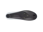 Specialized S-Works cycling shoe sole showing black carbon fiber construction with cleats