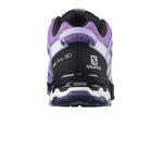 Salomon XA Pro 3D V8 GORE-TEX Women's Trail Running Shoe in Royal Lilac colorway rear view