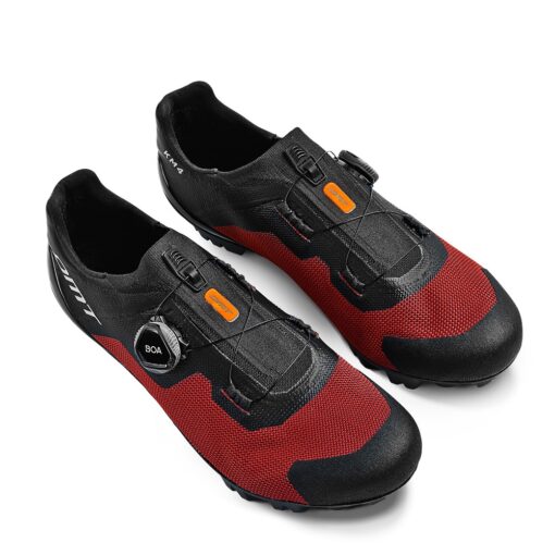 DMT KM4 MTB cycling shoes in black and red colorway with BOA closure system