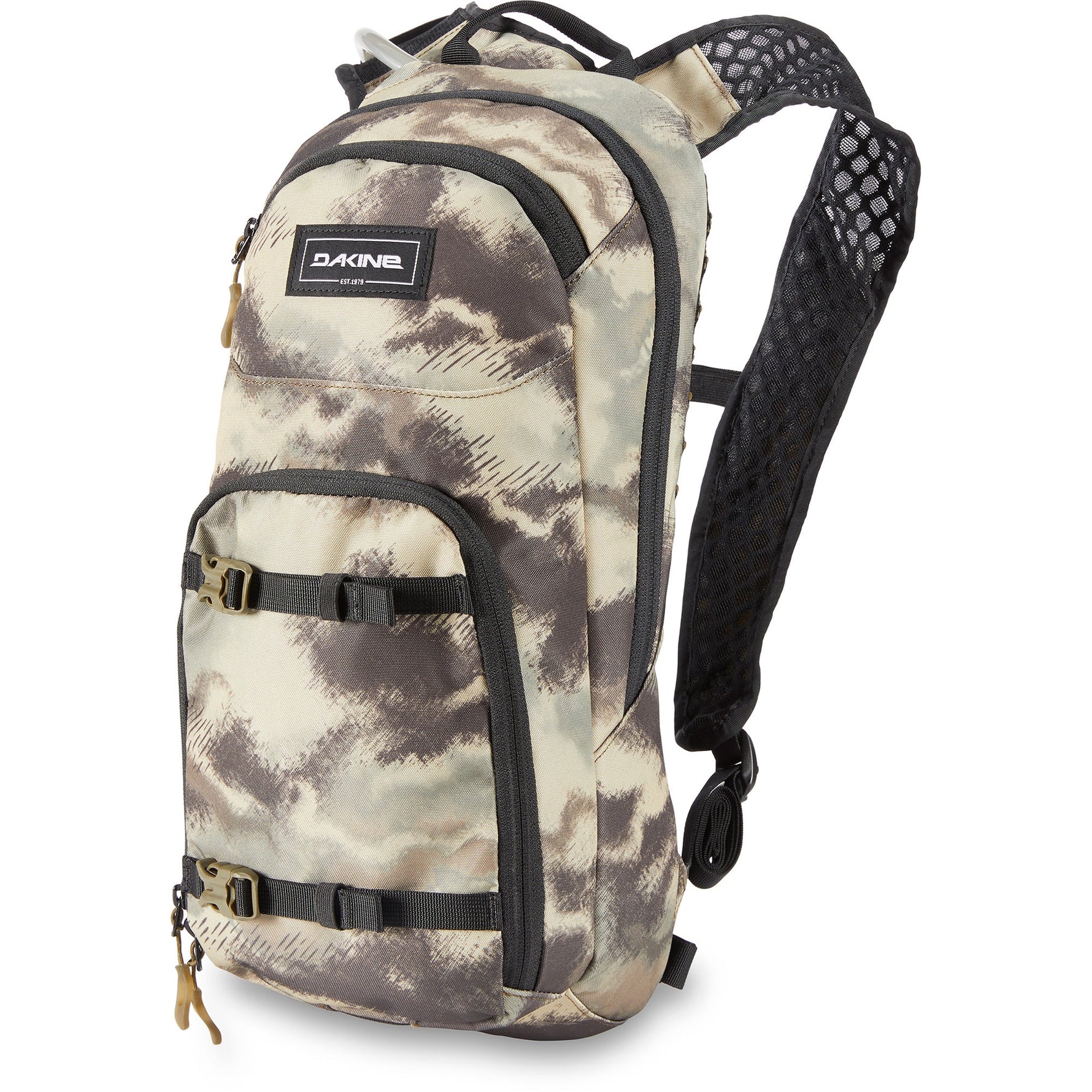 Dakine Session 8L backpack in Ashcroft Camo pattern with mesh shoulder straps