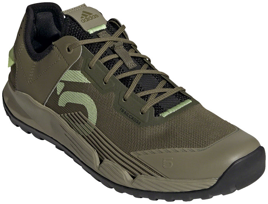 Five Ten Trailcross LT men's mountain biking shoe in olive green with lime accents