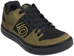 Five Ten Freerider MTB shoe in olive green and black with yellow logo