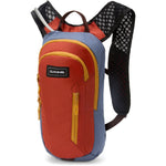 Dakine colorblock backpack in blue, red and yellow with mesh shoulder straps