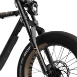 SUPER73-ZX SE Bandit electric bike front wheel and suspension fork detail