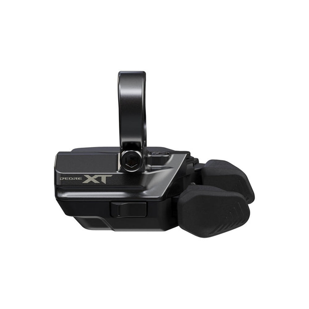 Shimano Deore XT SW-M8250-R right shift switch in matte black on white background