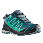 Salomon Women's XA Pro 3D V8 GTX trail running shoe in Legion Blue Trooper Mint Leaf colorway