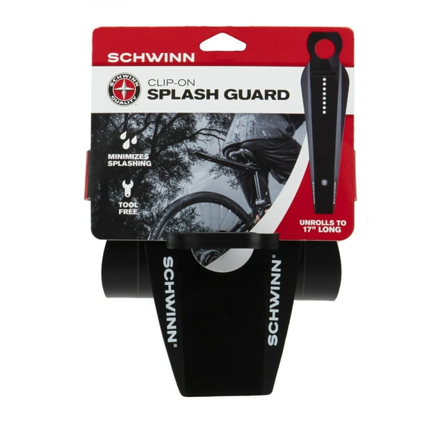 Schwinn black clip-on splash guard bicycle fender in retail packaging