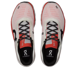 On Cloudmonster 2 men's running shoes in frost/rock colorway with red accents