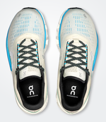 On Cloudmonster 2 running shoes in nimbus gray with blue trim and black laces