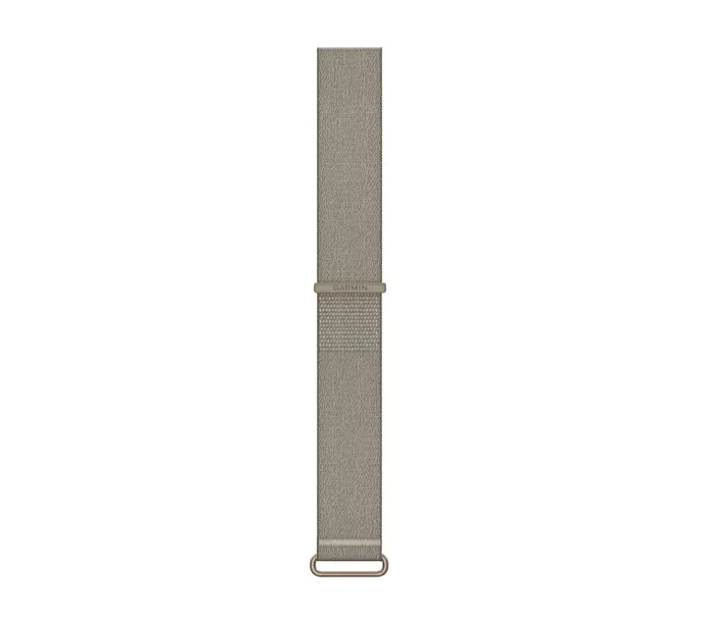 Garmin CIRQA nylon loop watch band in dark olive color on white background