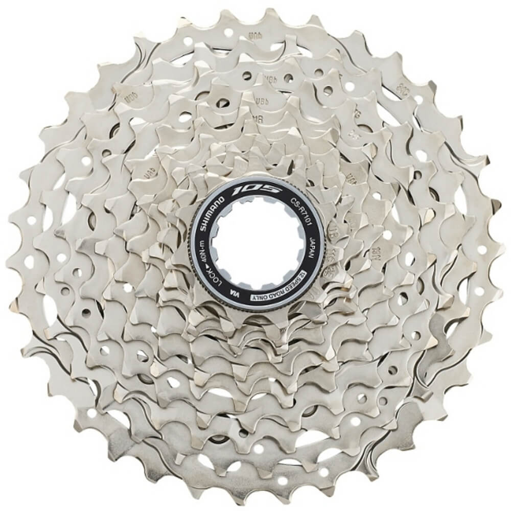 Shimano 105 CS-R7101 12-speed bicycle cassette sprocket with silver finish
