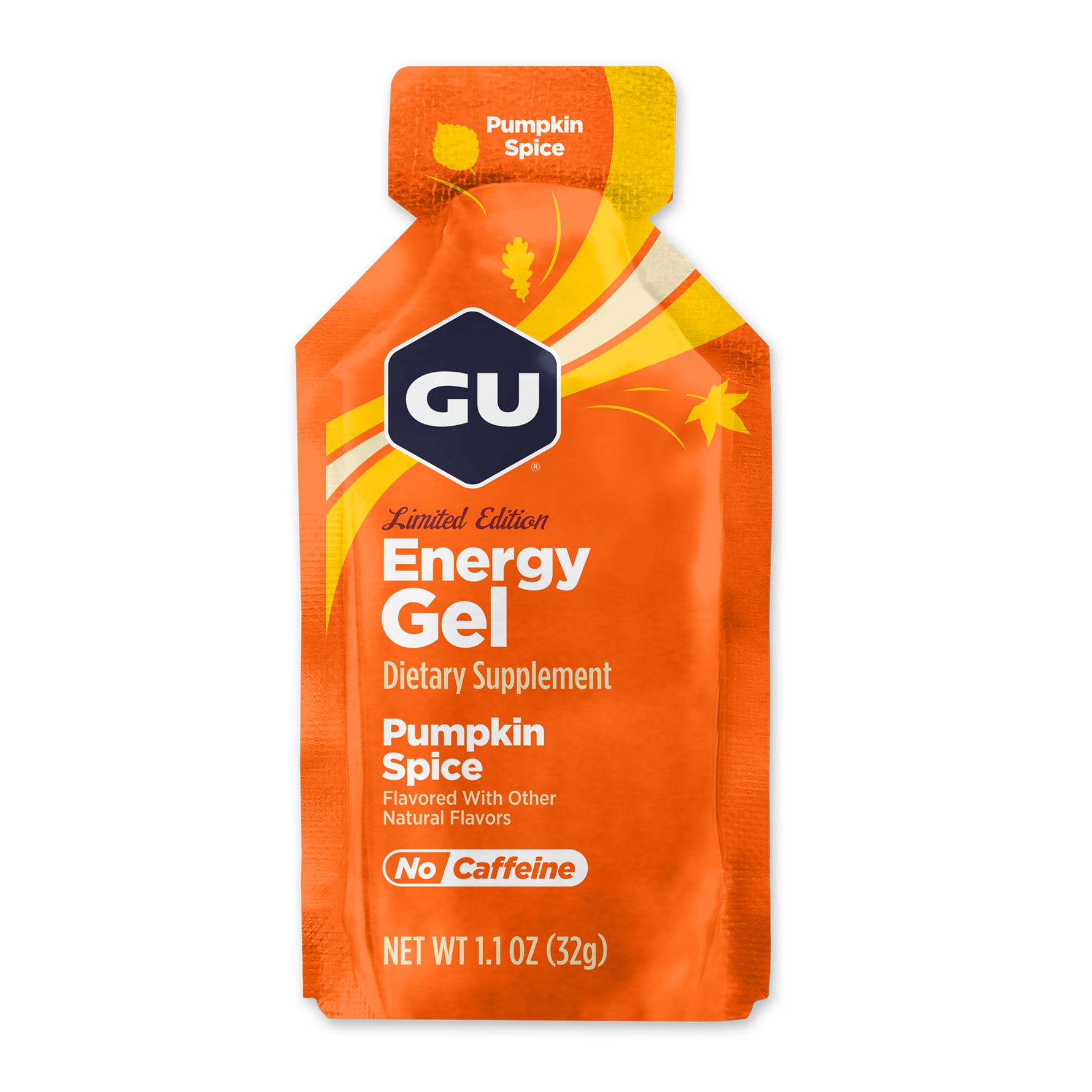 GU Energy Gel Pumpkin Spice flavor limited edition orange packet