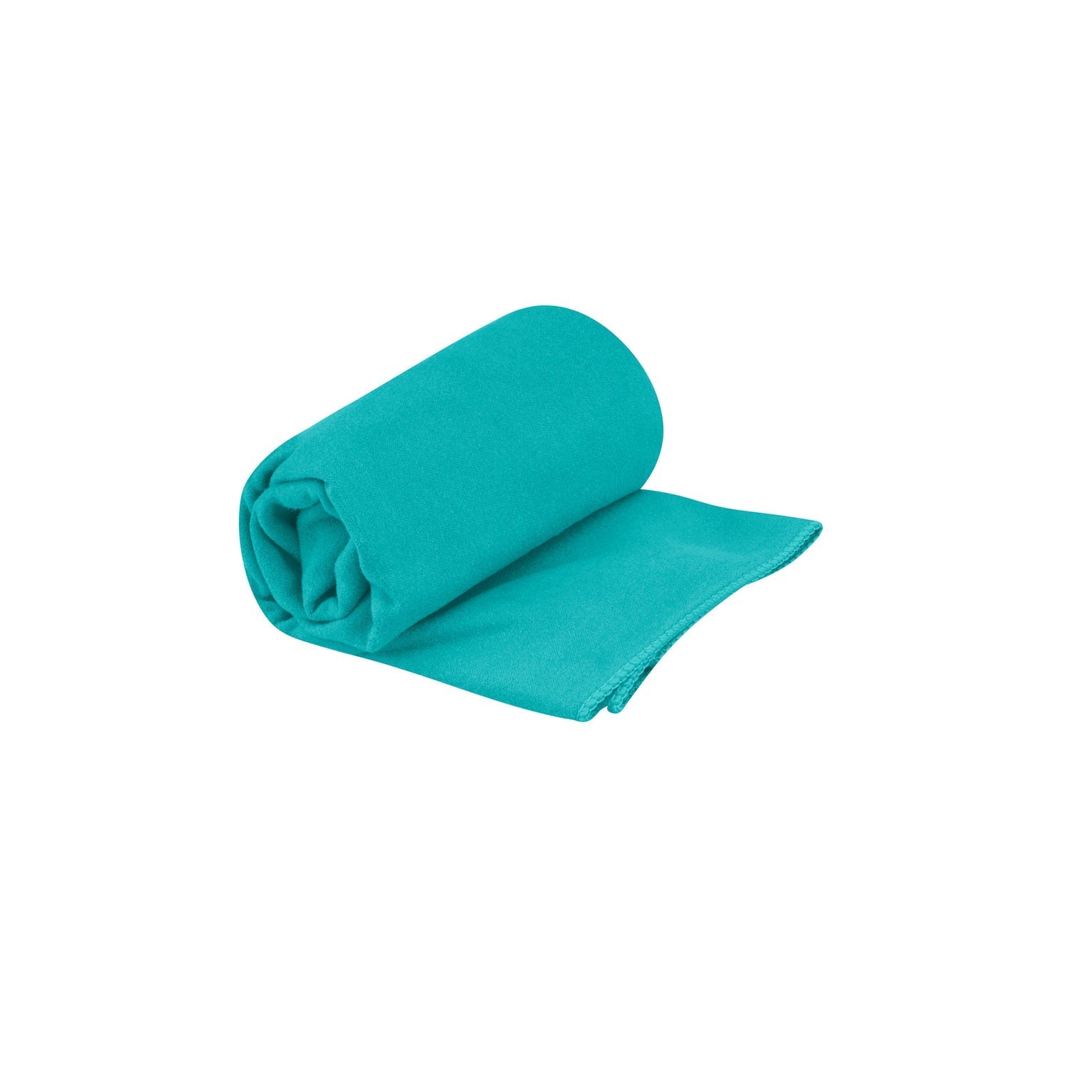 Sea to Summit Drylite Towel in Baltic Blue, rolled and partially unfolded