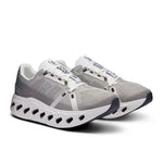 On Cloudeclipse running shoes in alloy grey and white with distinctive CloudTec sole