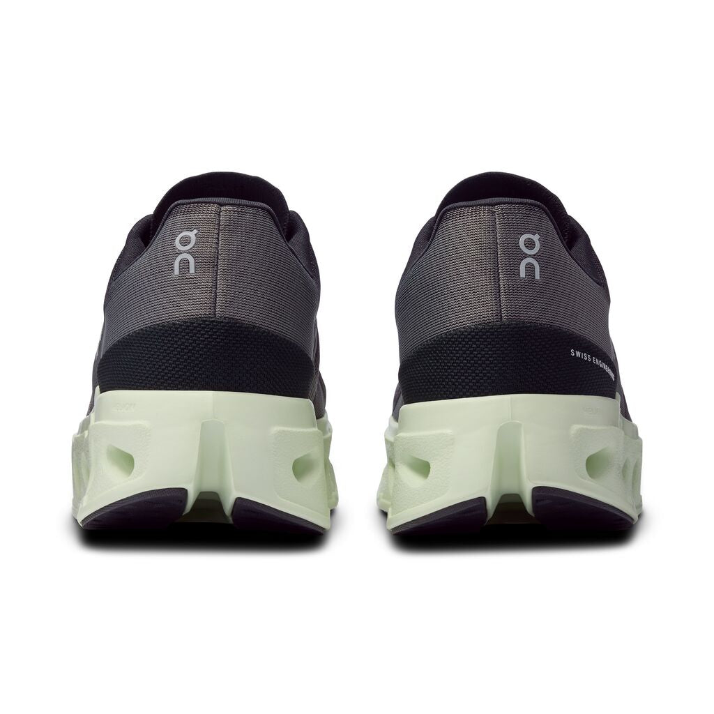On Cloudeclipse men's running shoes in rock gray and lime green colorway