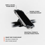 Lezyne Smart Grip phone mount with silicone straps attached to bicycle handlebar