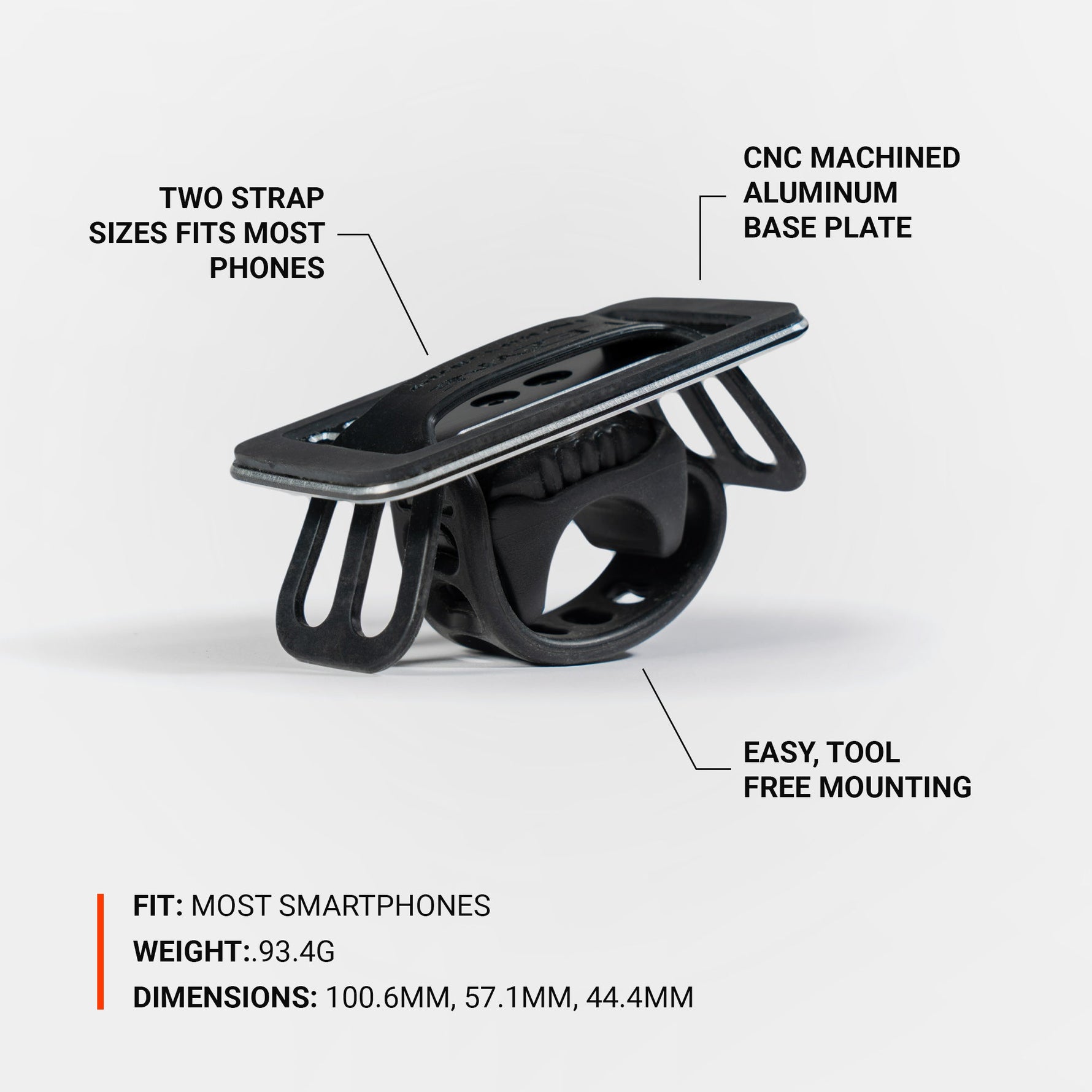 Black Lezyne Smart Grip Mount with CNC machined aluminum base and adjustable straps