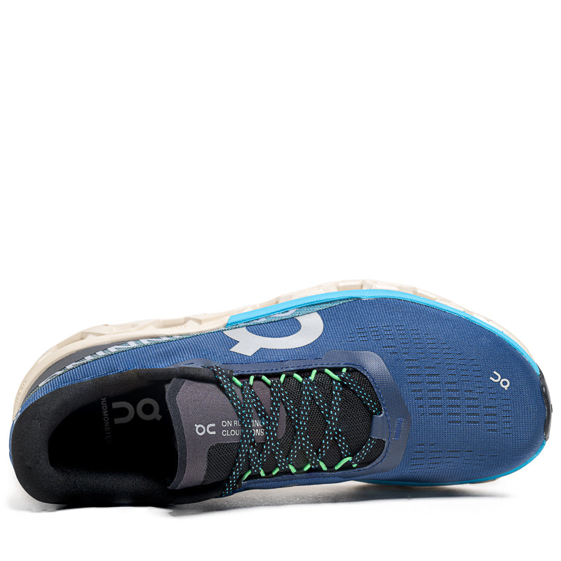 On Cloudmonster 2 men's running shoe in blue colorway with white midsole