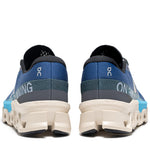 On Cloudmonster 2 running shoes rear view showing blue gray colorway