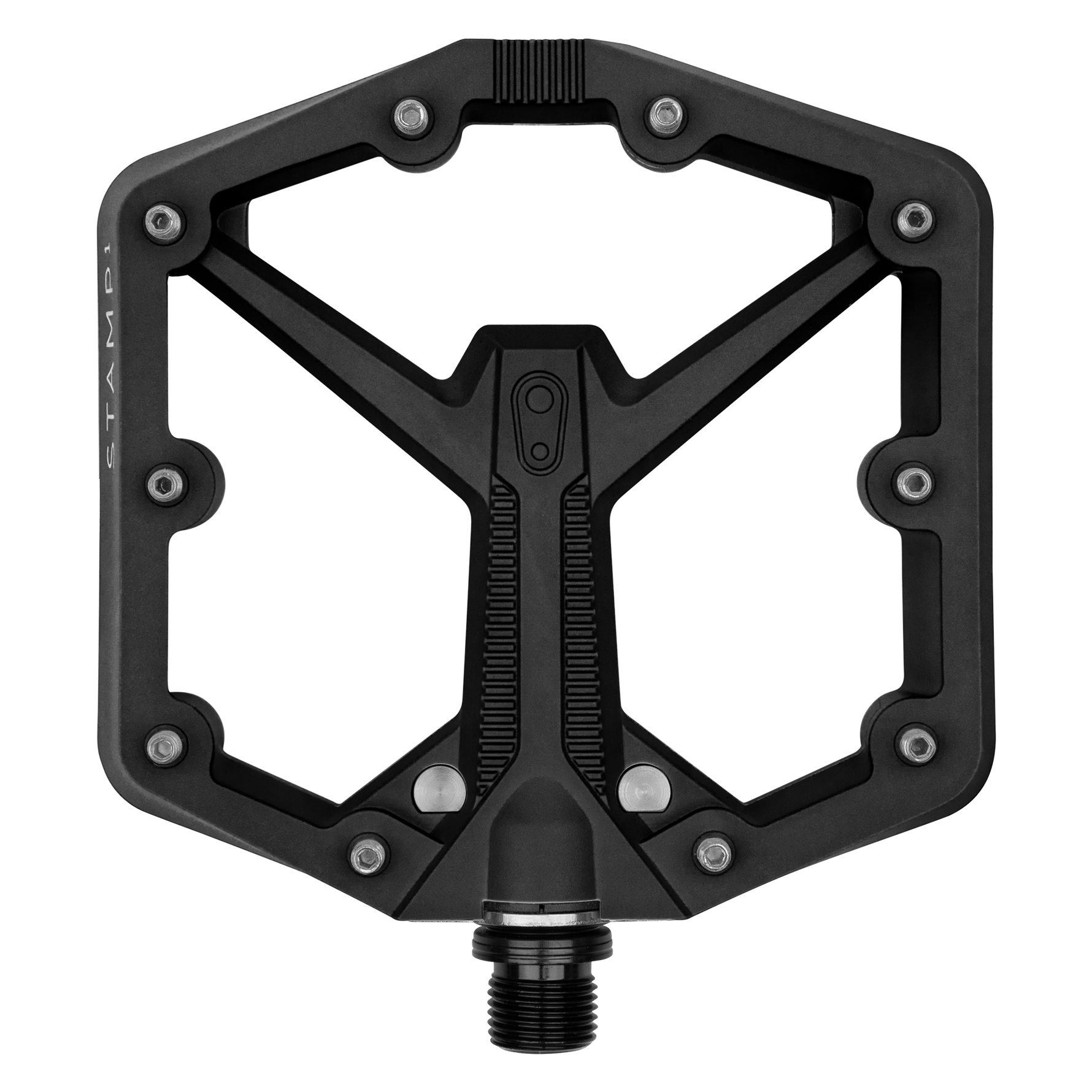Crank Brothers Stamp 1 Large platform bike pedal in black with aluminum pins
