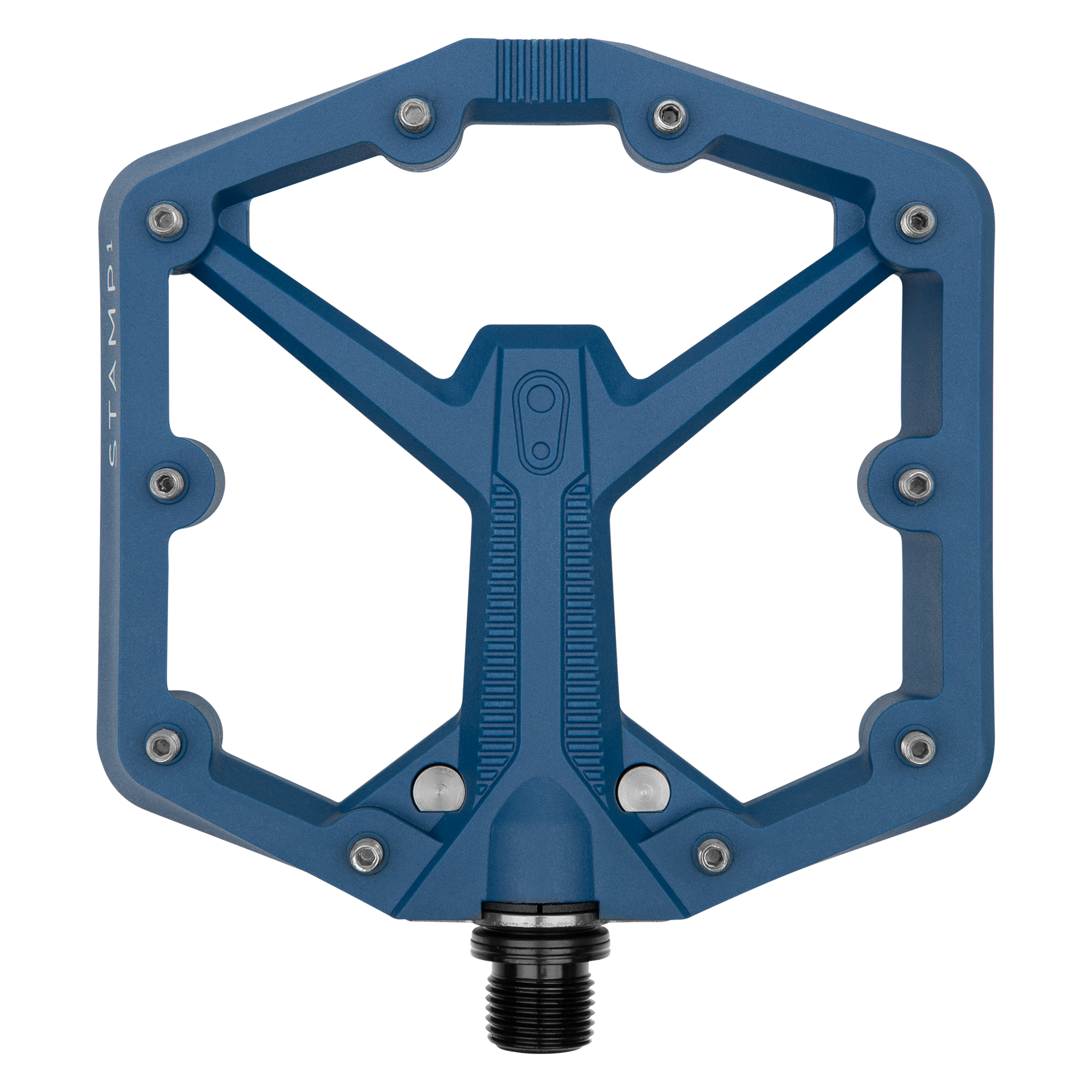 Blue Crank Brothers Stamp 1 Large mountain bike pedal with hexagonal platform